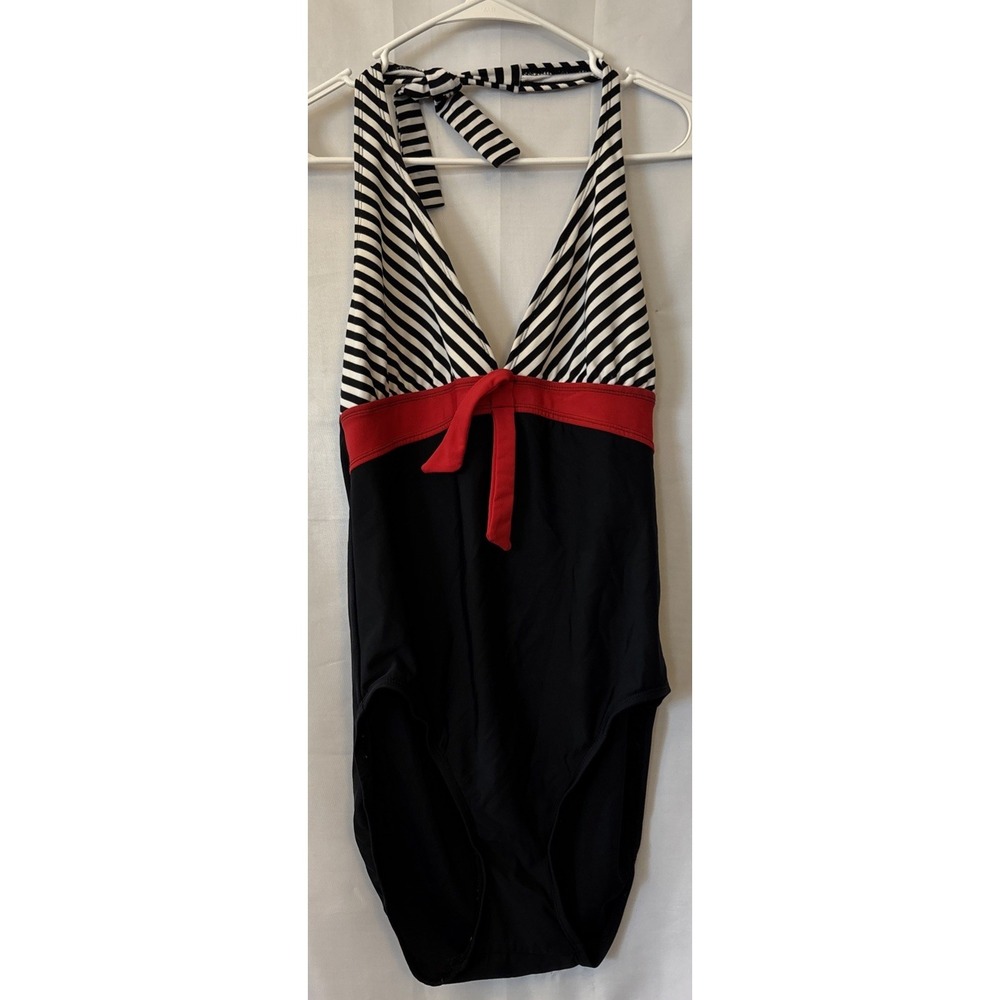 A.N.A Size 14 Women's Black Halter Top Lined Wireless One-Piece Swimming Suit